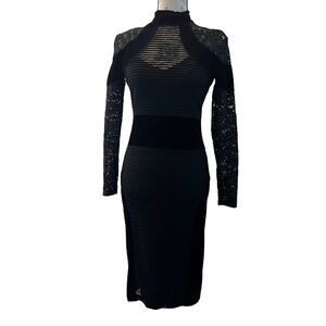Tracy Reese Elegant Black Lace and Mesh Dress